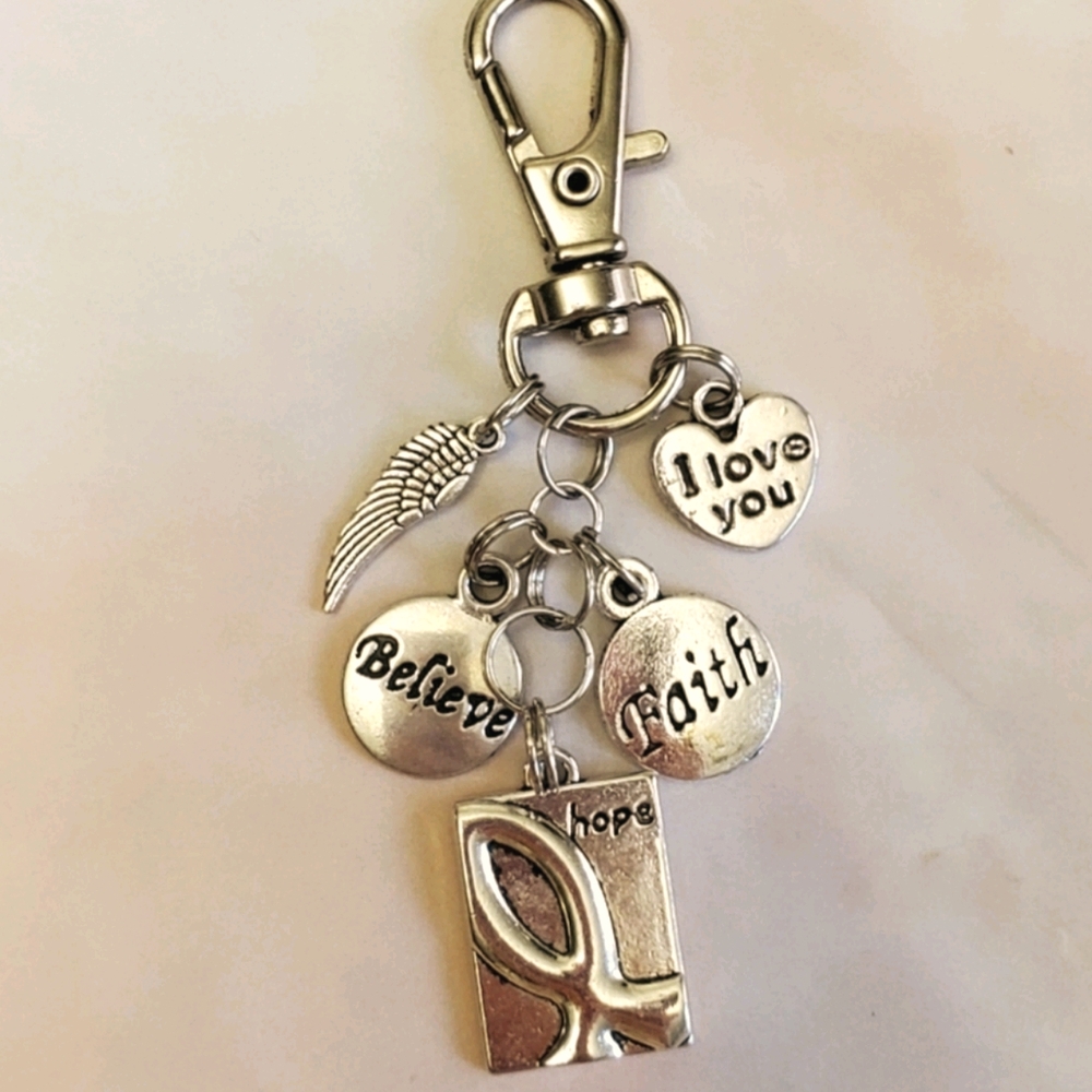 ❎ WAS $44 ❎ HAND-CRAFTED Purse Charm 🎀 Breast Cancer Awareness